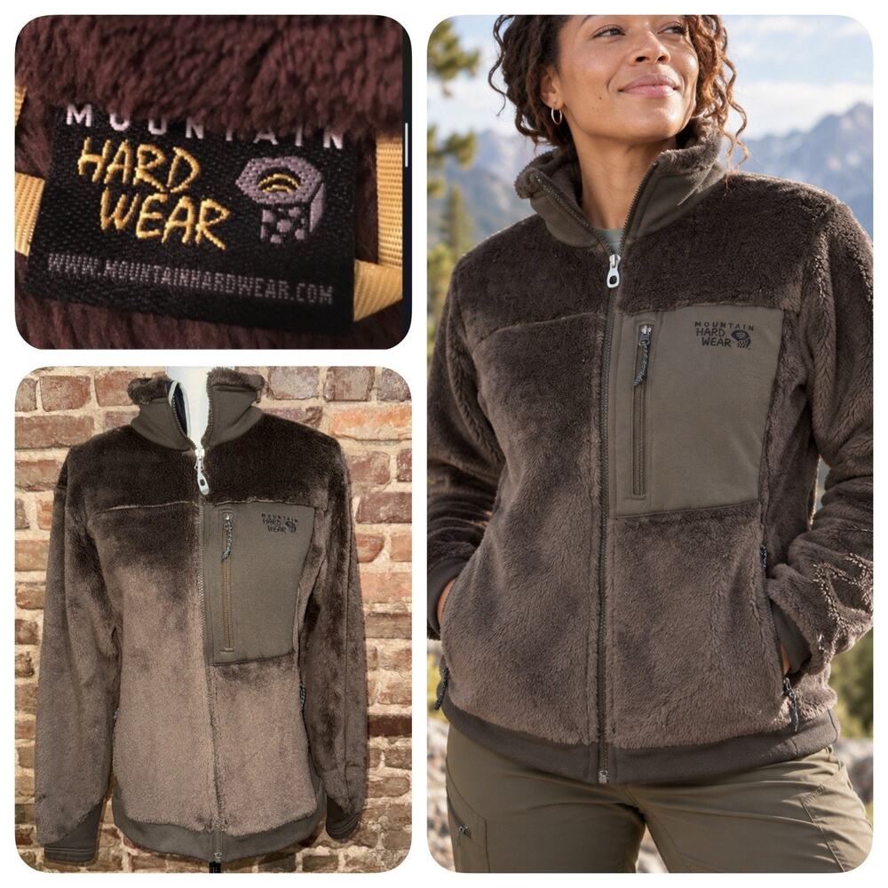 Mountain Hardwear Brown Polartec Jacket Sz L Outdoor Soft Cozy Hiking Gorpcore